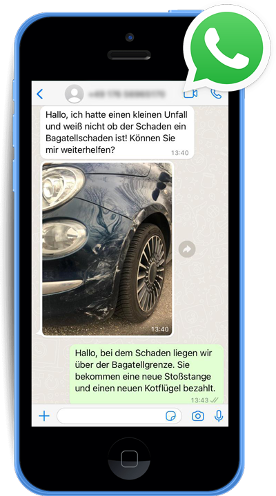 Bequem den Schaden über Whatsapp beim KFZ Gutachter Becirovic melden KFZ Schaden über Whatapp melden